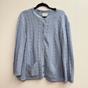 College Point Vintage Sweater Womens Large Button Up Cable Knit Cardigan USA